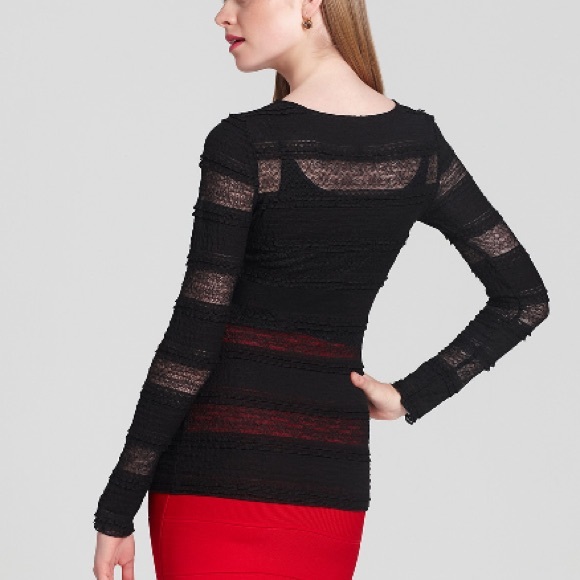 BCBGMaxAzria Long Sleeve Lace Shirt - Picture 2 of 5